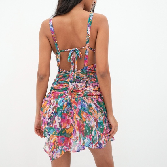 For Love & Lemons Kacey Mini Dress Size XL / NWT/ Multicolor - Picture 2 of 3